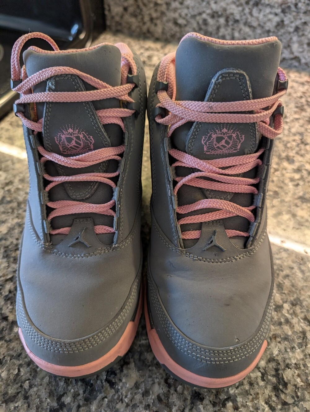 Kids Gray and Pink Jordan  Athletic Sneakers
